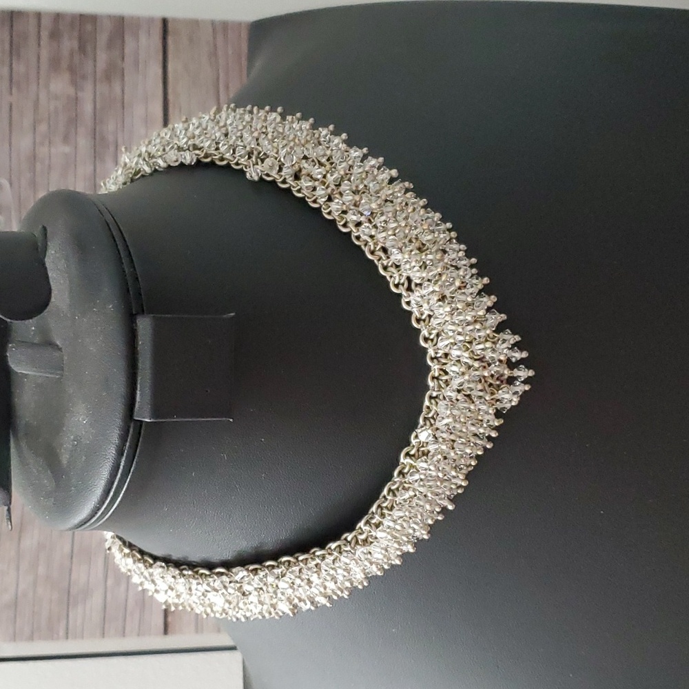 Watch Video / Sterling Silver 925 Beaded Mesh Chain Choker Necklace